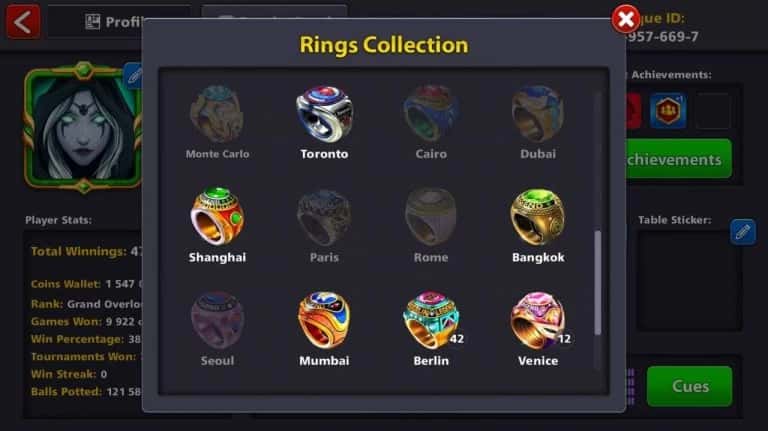 رینگ های بازی 8ball pool