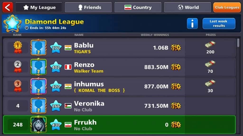 ترفند برد در لیگ 8ball pool