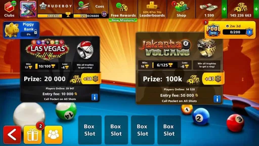 میزهای لاس وگاس و جاکارتا 8ball pool