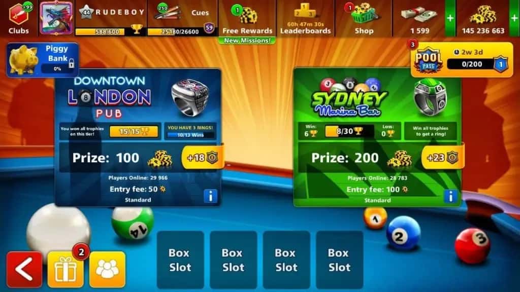 میز های لندن و سیدنی 8ball pool