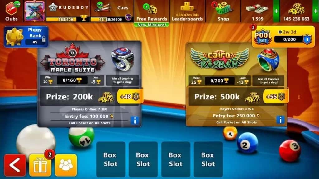 میزهای تورنتو و کایرو 8 ball pool